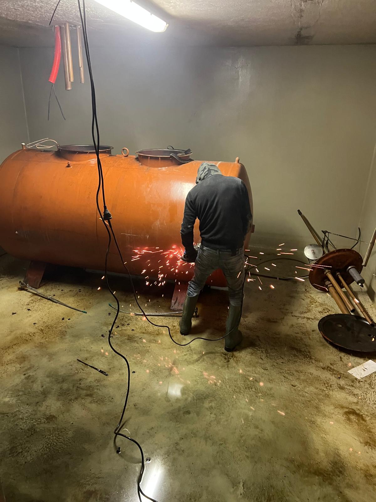 Chantier de neutralisation de cuve à fioul par ATIDF en Île-de-France